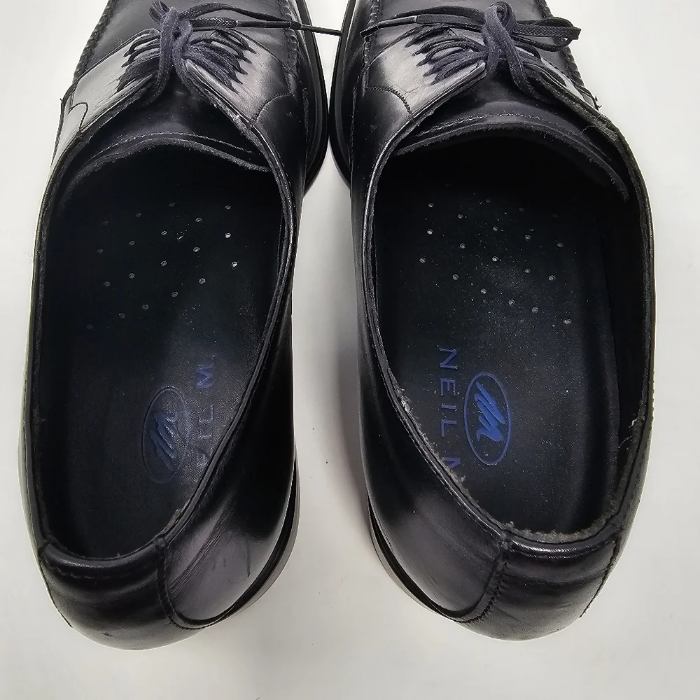 Niel M Black Leather President Oxfords Mens Size 9‎ D Lace Up Split Toe Shoes